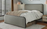 ZUN Modern Metal Bed Frame with Curved Upholstered Headboard and Footboard Bed with Under Bed Storage, WF319290AAE