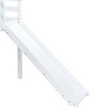 ZUN Twin Low Loft Bed with Slide, Ladder, Safety Guardrails, Rubber Wood Twin Loft Bed,White W504P218525