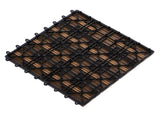 12" x 12" Interlocking Deck Tiles, Pack of 11 Outdoor Flooring Patio Tiles-Teak-AS 85350351