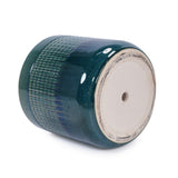 Set of 3 Grid Ceramic Flowerpot, Modern Planter for Patio, Garden, Windowsill - Blue Green W3273P322259