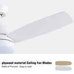 ZUN Smart 48 in. integrated LED Balck Ceiling Fan with Remote Contorl and Plywood Blades W1367135046