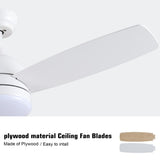 ZUN Smart 48 in. integrated LED Balck Ceiling Fan with Remote Contorl and Plywood Blades W1367135046