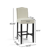 Barstools Set of 2, Counter Height Upholstered Bar Stools for Kitchen Island, Beige Rubberwood Legs N779P254675F