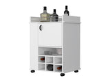 Allandale 1-Door Bar Cart with Wine Rack and Casters White B062111720