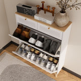 Shoe cabinet with 2 flip-up doors and 2 drawers,narrow shoe rack cabinet,freestanding shoe W3166P266365