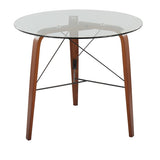 Trilogy Contemporary Round Dinette Table in Walnut Wood and Clear Glass by LumiSource B202P223353