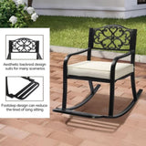Metal Chair, Outdoor Bench with Cushion, Patio Rocker with Footrest, Weatherproof 25578656
