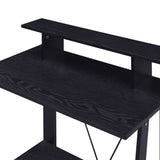 Black Writing Desk with Upper Shelf B062P184533