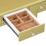 Luxury Makeup Vanity Desk with Oval Mirror, 3-Drawer Dressing Table for Jewelry Storage, Elegant N844P292481G