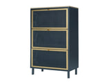 3 Metal Door Shoe Rack, Freestanding Modern Shoe Storage Cabinet, Metal rattan, for Entryway W68849315