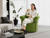 360 Degree Square Swivel Accent Sofa Chair,Fluffy Fabric Lounge Wide Upholstered Reading Chair with W2012P319054
