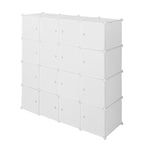 ZUN 4-layer 16 Cube Organizer Stackable Plastic Cube Storage, Plastic + Steel Wire with 3 Clothes Rails, 59827635