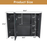Aluminium Medicine Cabinet Mirror, 35 x 28 Inches Medicine Cabinet with 3 Colors LED Light and 78648069