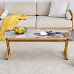 ZUN A modern minimalist style marble patterned coffee table with golden metal legs. Computer desk. Game W1151P154284
