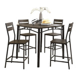 Black Metal Frame Counter Height Dining 5pc Set Wooden Set Table Top Counter Height Dining Table 4x B011P320850