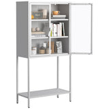 ZUN 59"H Heavy Duty Metal Storage Cabinet, Display Storage Cabinet with Glass Doors and 2 Adjustable W2735P186331