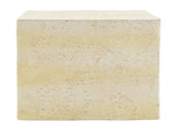 Light Tan Square MGO Side Table, Faux Travertine Textured Accent End Table, Pre-Assembled Non-KD N770P473013L