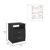 ZUN Napoles Nightstand , End Table, Side Table Superior Top, Two Drawers, One Shelf -Black B20091967