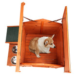 88*106*77cm Wooden Feral Dog House for Outdoor and Indoor, Pet House with Food Bowl& Food Storage 97181304