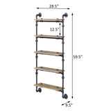 ZUN Oak and Sandy Black Rectangle 5-Tier Wall Shelf B062P184603