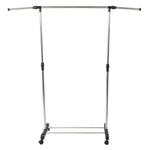 ZUN Single-bar Vertically-stretching Stand Clothes Rack with Shoe Shelf Silver 96763962