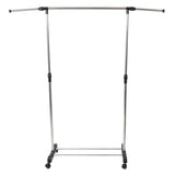 ZUN Single-bar Vertically-stretching Stand Clothes Rack with Shoe Shelf Silver 96763962