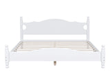 Queen Size Wood Platform Bed Frame,Retro Style Platform Bed with Wooden Slat Support,White WF310132AAK