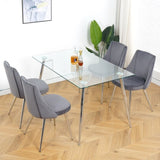 Modern Grey Velvet Dining Chairs , Fabric Accent Upholstered Chairs Side Chair with chrome Legs for W210127132