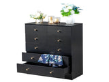 5-Tier 6-Drawer Dresser with Matte Gold Handles Particleboard Textured Melamine Storage Cabinet 99299194