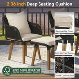 ZUN K&K 5 Pieces Patio Furniture Chair Sets, Patio Conversation Set With Wicker Cool Bar Table, WF324995AAW