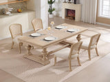 French Country Dining Chairs Set of 2, Upholstered Chairs with Nature Rattan Fan-shaped Back, Wire W3426P324538