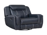 Modern Blue Swivel Glider Reclining Chair, Breathable Faux Leather Upholstery Living Room Furniture B011P228164