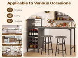 3PCS Bar Table & Stools Set, Wine Storage , Oak 48989205