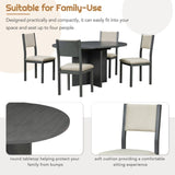 ZUN 5-Piece Retro Functional Dining Set, 1 Extendable Table with a 16-inch Leaf and 4 Upholstered Chairs 56609762