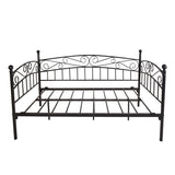 Metal Daybed Frame Multifunctional Mattress Foundation/Bed Sofa with Headboard, Twin, Black 50792419