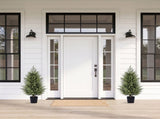 Set of 2 3ft Two-Tone Green PE Potted Trees with Round Black Pots, 250 Branch Tips Each, Artificial 26409058