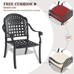 ZUN Cast Aluminum Patio Dining Chair 4PCS With Black Frame and Cushions In Random Colors W1710P166056