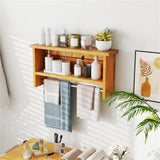 Wood Wall-Mounted Storage Shelf with Towel Bar 61664598