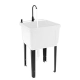 Freestanding Plastic Utility Sink Laundry Tub Laundry Sink with Faucet White 38569426