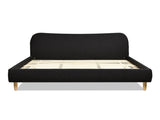 Roman Curved Headboard Upholstered Platform Bed, King, Ebony Black Boucle B2719P238212