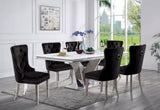 ZUN Contemporary Black Color Flannelette 2pcs Side Chairs Button-Tufted Upholstered Dining Chairs B011P208974