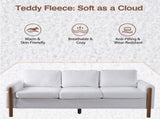 83.86" 3-Seater Sofa, Curved Armrest with Integrated Solid Wood Legs, Teddy Velvet Fabric, High N765P331021W