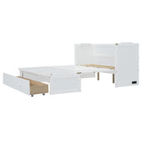 Queen Size Murphy Bed with USB Port and a Large Drawer, White N708P205905K