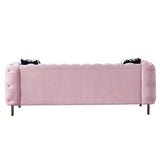 Chesterfield Modern Tufted Velvet Living Room Sofa, 84.25''W Couch,Pink W57947396
