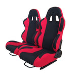 ZUN A Pair of Single Adjuster Double - Track Racing Seats Black And Red Nylon 05344982