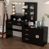 ZUN Large Makeup Vanity with Lights, Vanity Table with Charging Station, Vanity Desk with Mirror and 10 34862814