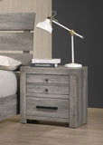 1pc Rustic Charm Weathered Gray Finish Metal Handles Two Drawers Nightstand B2741P354504