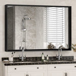 ZUN 40x30inch Glossy Black Bathrooms For Wall Rectangle Vanity Corner Hangs Farmhouse W2091125788