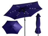 9ft Solar LED Patio Umbrella with Push Button Tilt & Crank, 6 Ribs Waterproof Polyester Outdoor 55576345