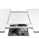 Modern Square Dining Table, Stretchable, White Table TopMDF X-Shape Black and White Color Table Leg W757P242760